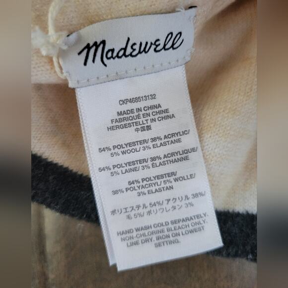 Madewell Retro Pom-Pom Beanie NWT OS cream Gray Pink Yellow - Picture 5 of 5